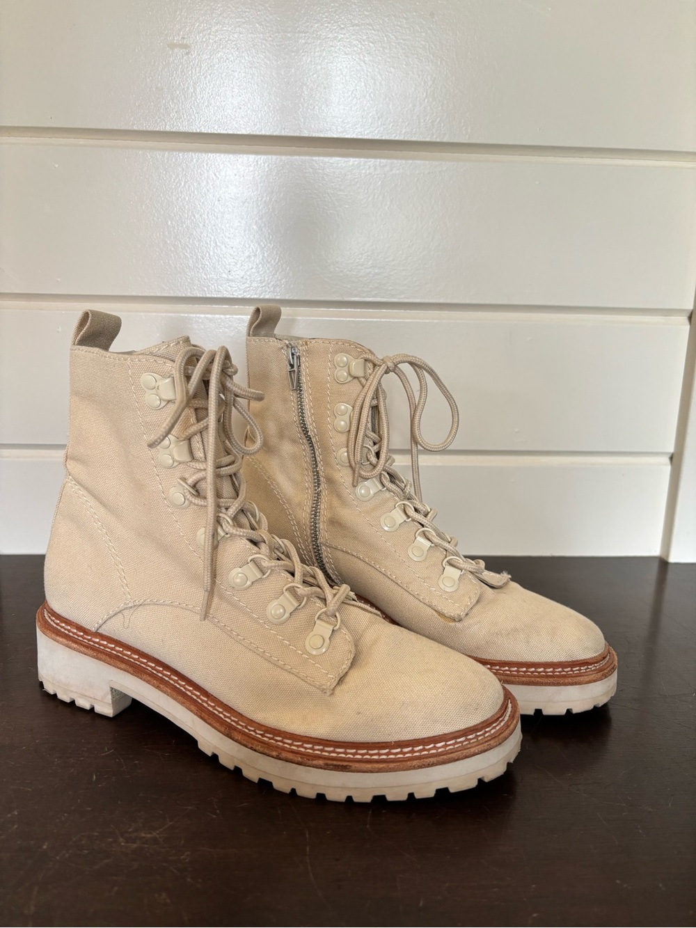 Dolce Vita Anthropology Whittney Combat Boots Canvas Lace-Up
